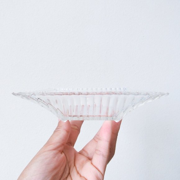 Pretty Vintage Clear Glass Dish Decorative Tray Jewelry Catch Square Art Deco - Picture 5 of 7